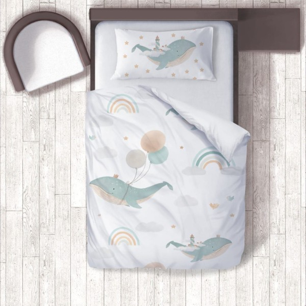 Tugu Home&Baby Dijital Baskılı Pamuklu Micro Saten 160 x 220 Çocuk Odası Tek Kişilik Nevresim Takımı - Beyaz - Mint - 160 x 220 cm Nevresim Takımı Fiyatı