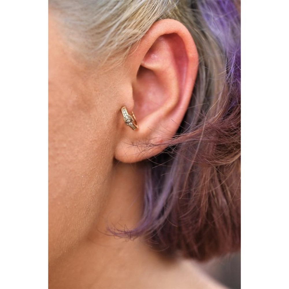 Tükkan Accessories GOLD DESEN DETAY ZİRKON TAŞ ÇELİK PİERCİNG TRAGUS HELİX KIKIRDAK KÜPESİ-0VP170 - Çok Renkli Altın & Gümüş Piercing Fiyatı