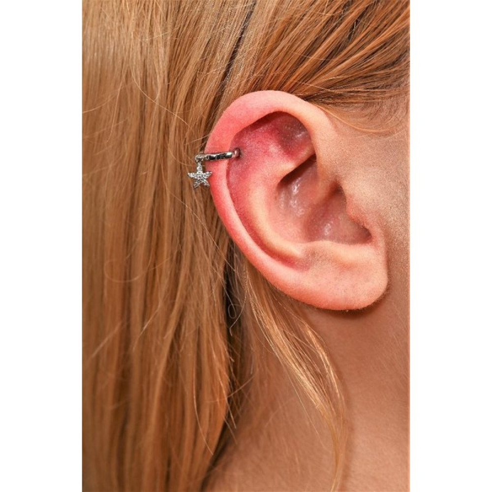 Tükkan Accessories GÜMÜŞ YILDIZ ZİRKON TAŞ ÇELİK PİERCİNG TRAGUS HELİX KIKIRDAK KÜPESİ-0VP166 - Çok Renkli Altın & Gümüş Piercing Fiyatı