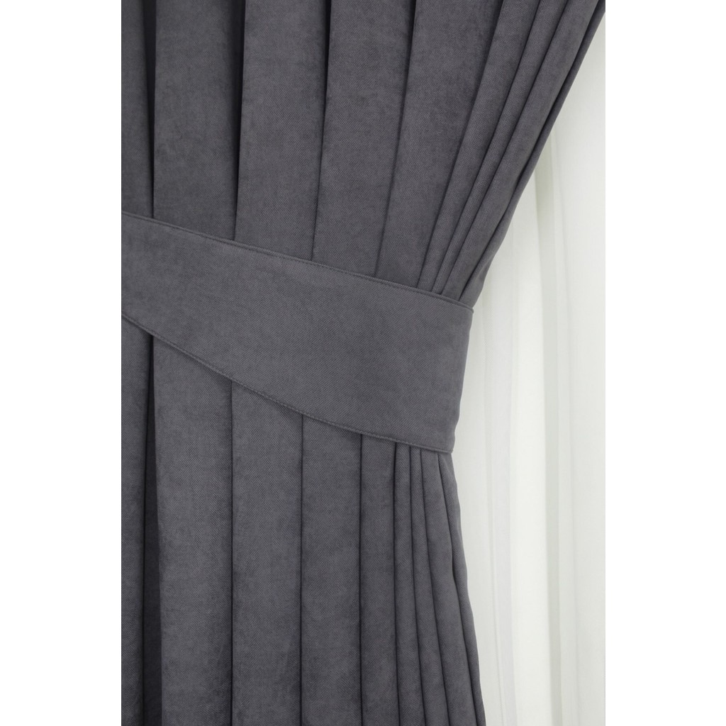 Tül Evi Petek Kadife Dokulu Fon Perde Düz Dikişli Ekstrafor Büzgü 1.sınıf Kalite - Antrasit - 140 x 260 cm Perde Fiyatı