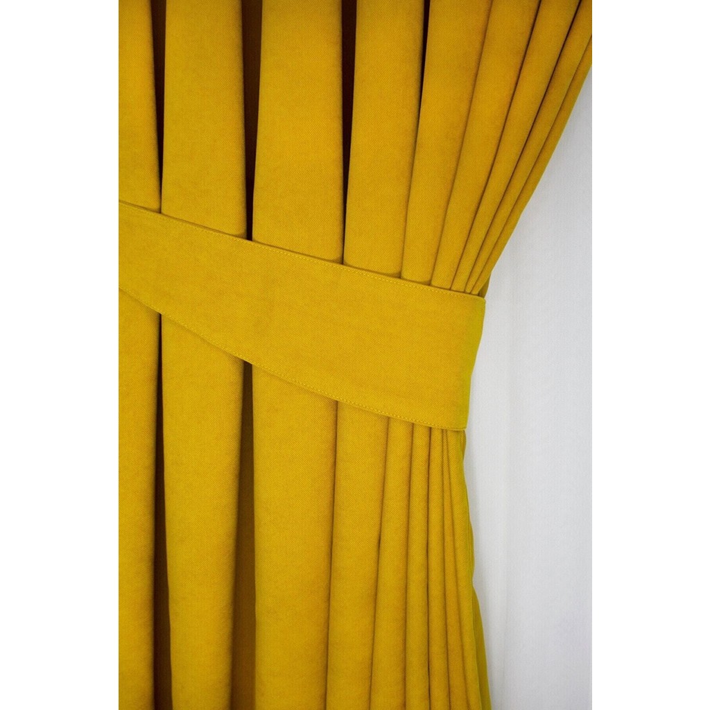 Tül Evi Petek Kadife Dokulu Fon Perde Düz Dikişli Ekstrafor Büzgü 1.sınıf Kalite - Hardal - 140 x 260 cm Perde Fiyatı