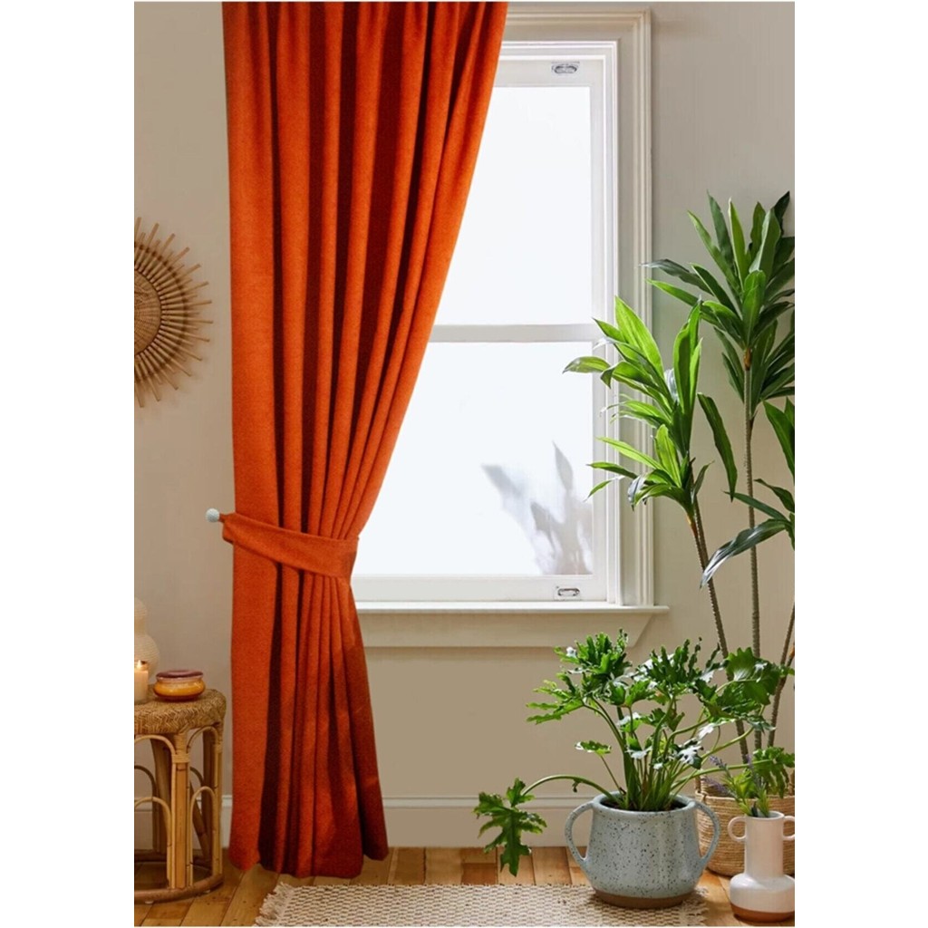 Tül Evi Petek Kadife Dokulu Fon Perde Düz Dikişli Ekstrafor Büzgü 1.sınıf Kalite - Kiremit - 140 x 260 cm Perde Fiyatı