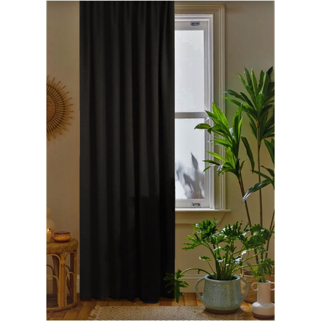 Tül Evi Petek Kadife Dokulu Fon Perde Düz Dikişli Ekstrafor Büzgü 1.sınıf Kalite - Siyah - 140 x 260 cm Perde Fiyatı