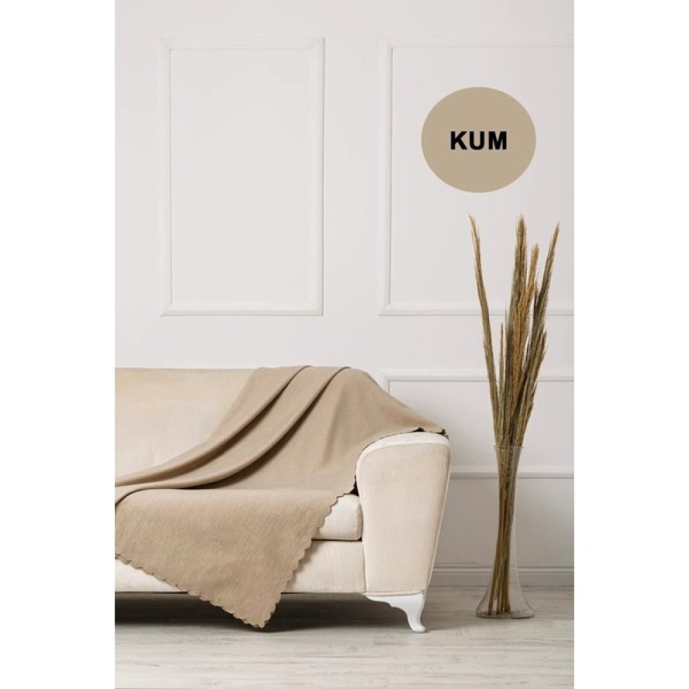 Tül Shop Koltuk - Çekyat - Kanepe Örtüsü - Şal Lüks Pamuklu Terletmez Kaymaz Çift Taraflı Şönil Kum Rengi 175 x 215 cm Koltuk & Kanepe Örtüsü Fiyatı