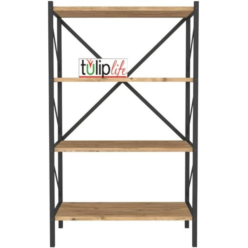 Tulip Life 4 Raflı Dekoratif Koyu Ceviz Metal Kitaplık TLPK04S Kitaplık Fiyatı