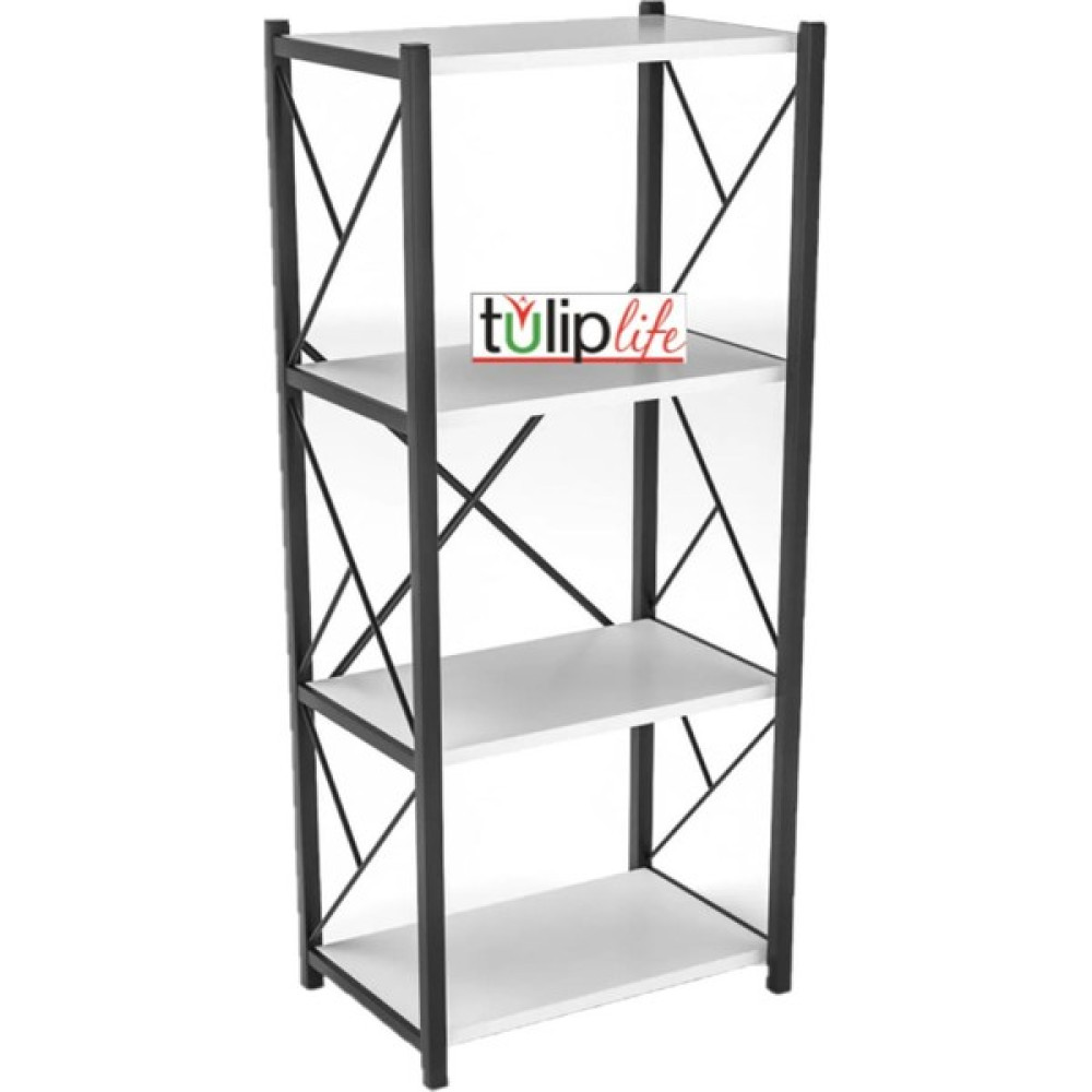 Tulip Life 4 Raflı Dekoratif Metal Kitaplık TLPK04S.B - Beyaz Kitaplık Fiyatı