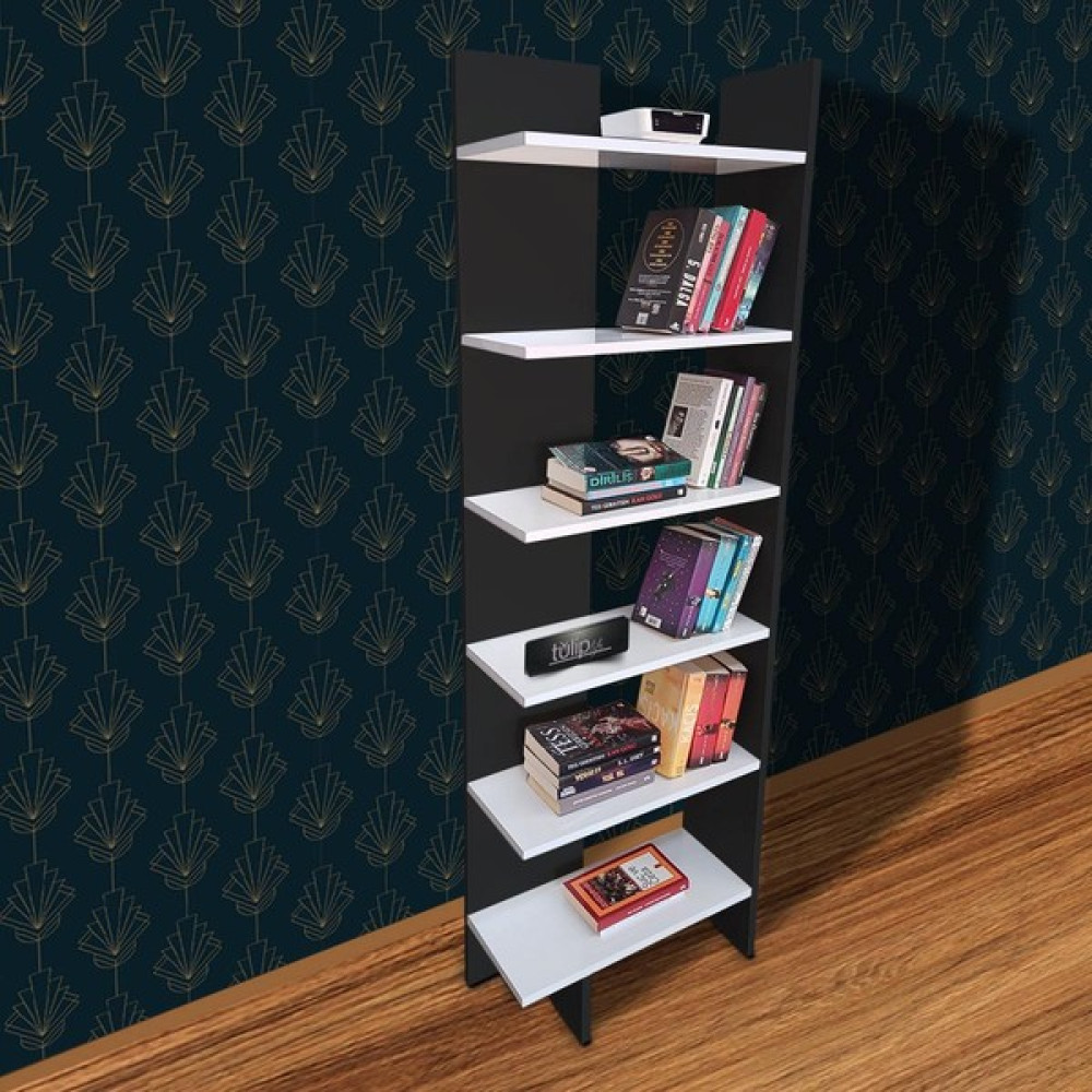 Tulip Life • 6 Raflı Köşe Kitaplık Dekoratif Köşe Kitaplığı TLPK03S - Renkli Kitaplık Fiyatı