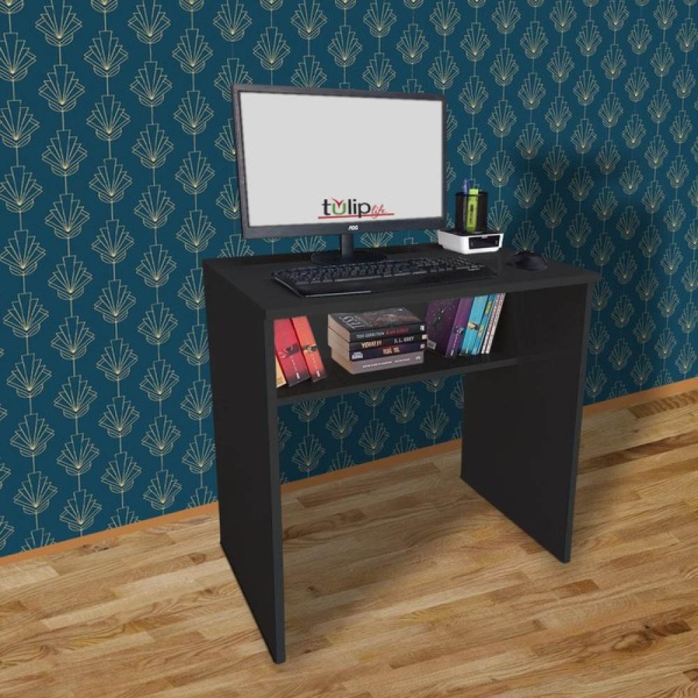 Tulip Life Raflı Çalışma Masası Alt Raflı Bilgisayar Masası 75CM TLPM03S - 75 x 50 x 74 cm - Antrasit Çalışma Masası Fiyatı