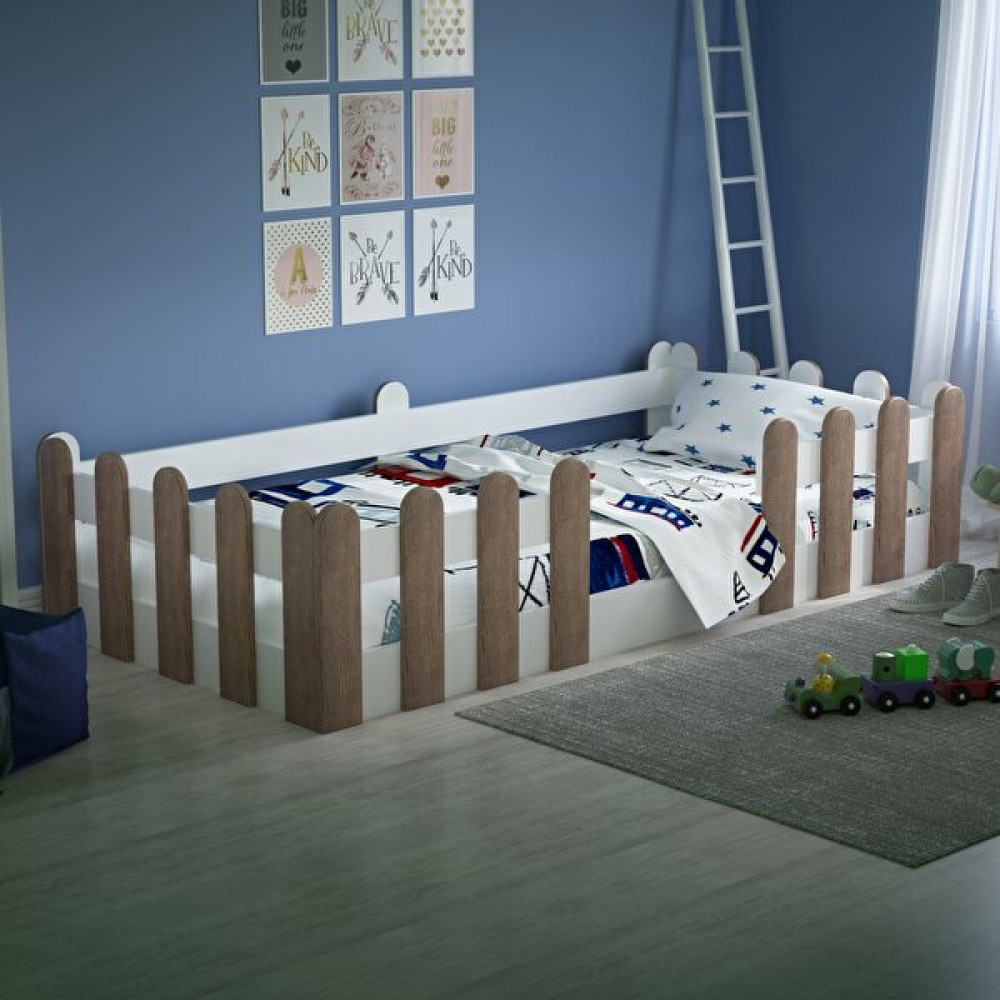Tulip Life Tuliplife Montessori Karyola Beyaz Açık Ceviz 90X190 Yatak Uyumlu Oval Kesim Çocuk Yatağı - Turuncu - 90 x 190 cm Karyola Fiyatı