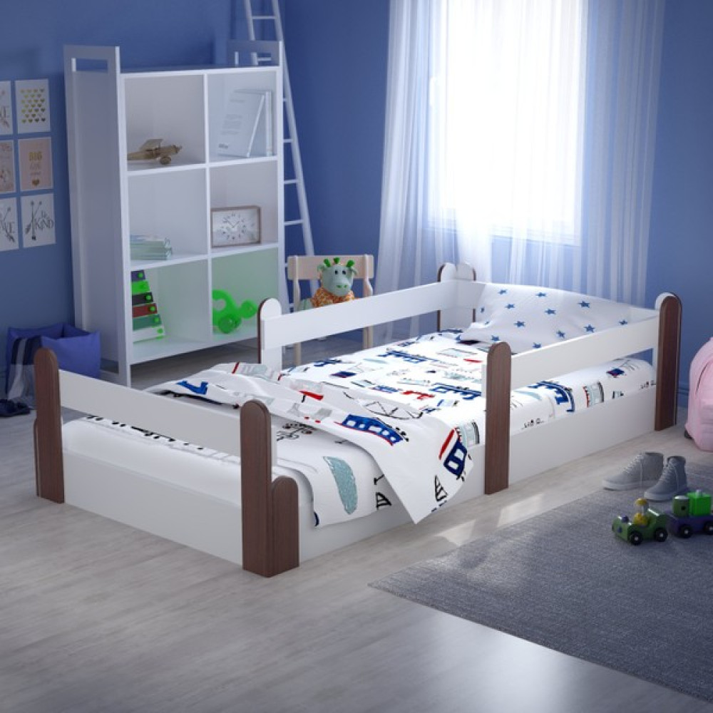 Tulip Life Tuliplife Montessori Karyola Beyaz Rustik Ceviz 90X190 Yatak Uyumlu Oval Kesim Çocuk Yatağı - Akça - Turuncu - 90 x 190 cm Karyola Fiyatı