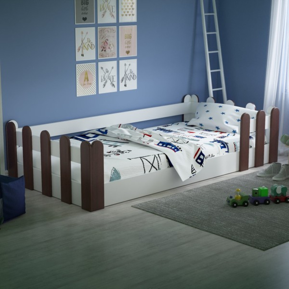 Tulip Life Tuliplife Montessori Karyola Beyaz Rustik Ceviz 90X190 Yatak Uyumlu Oval Kesim Çocuk Yatağı - Fuşya - Lila - 90 x 190 cm Karyola Fiyatı