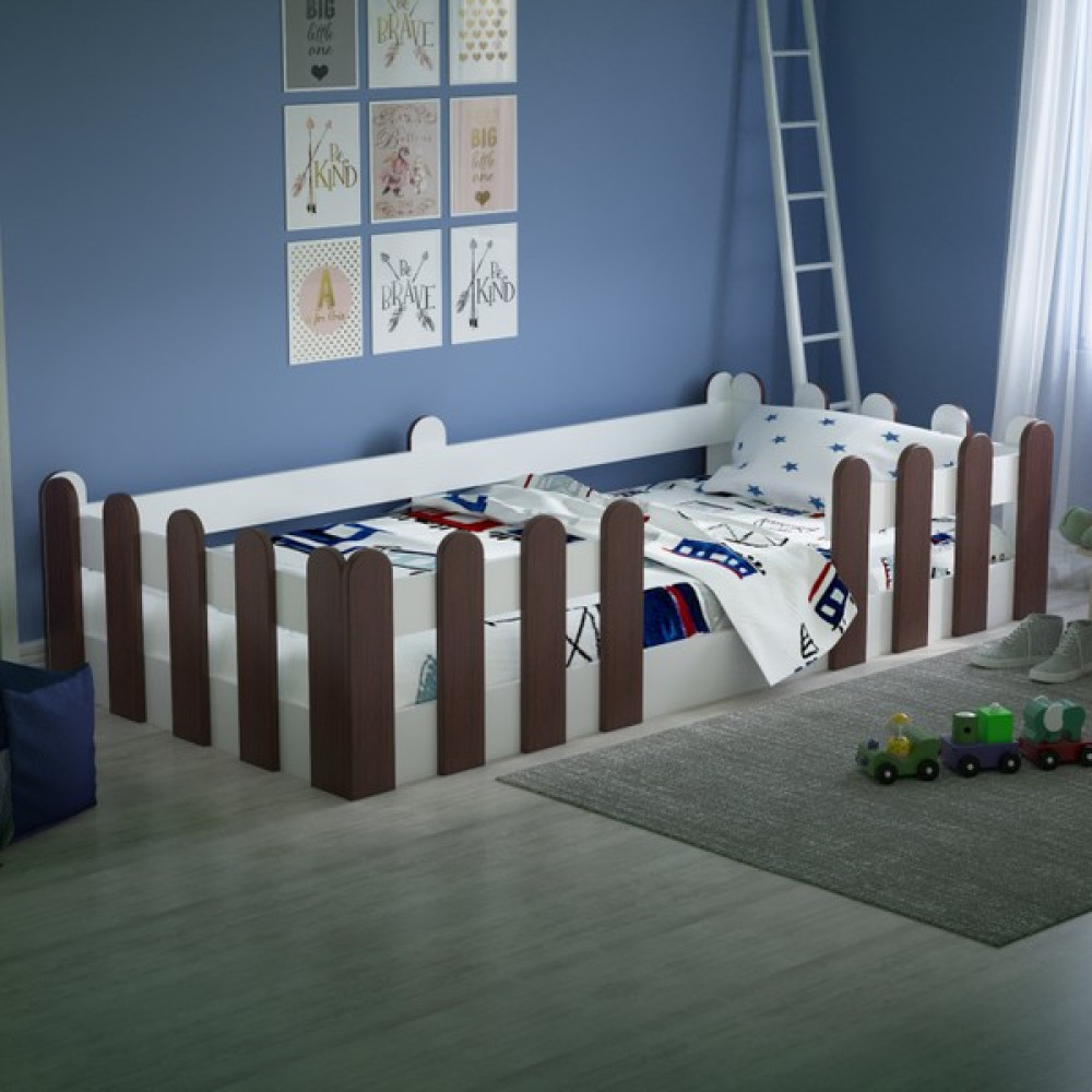 Tulip Life Tuliplife Montessori Karyola Beyaz Rustik Ceviz 90X190 Yatak Uyumlu Oval Kesim Çocuk Yatağı - Gül Kurusu - 90 x 190 cm Karyola Fiyatı