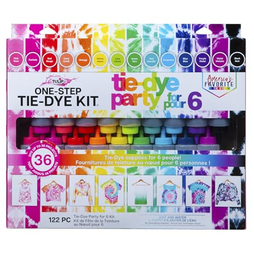 Tulip One-Step Tie-Dye Kit Party Supplies, 18 Bottles Tie Dye, Rainbow, 1 Count (Pack of 1) Fabrics Fiyatı