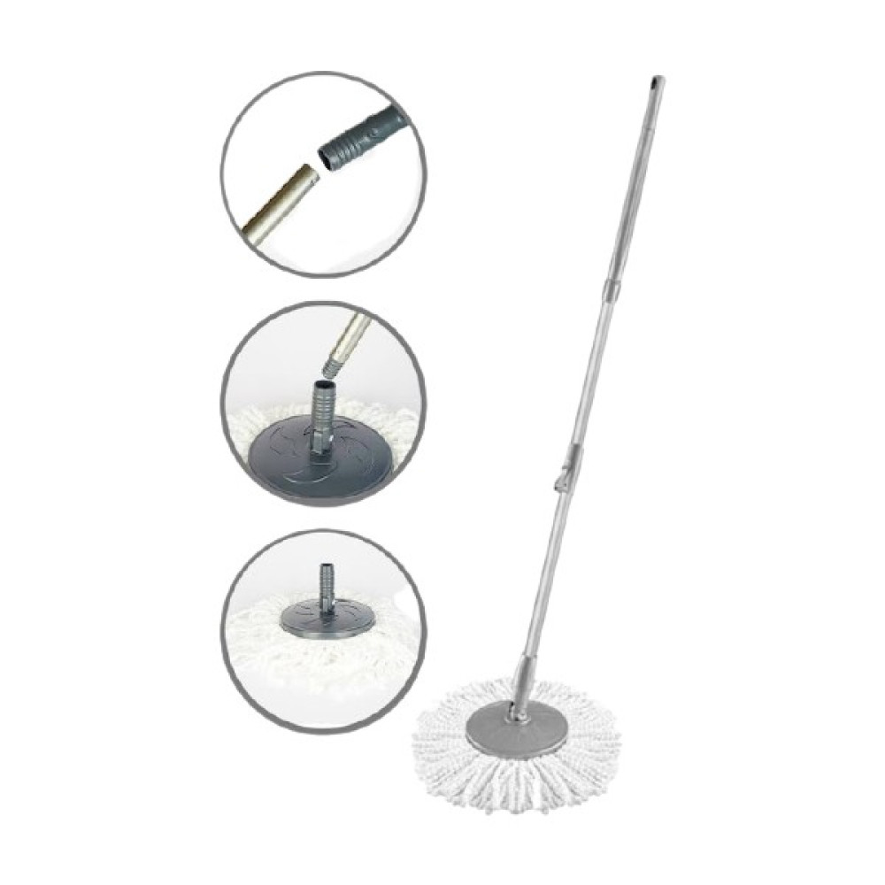 Tüm Döner Temizlik Kovaları ile Uyumlu 360 Derece Döner Sap ve Mop Seti Mikrofiber Mop - Gri Temizlik Malzemeleri Fiyatı