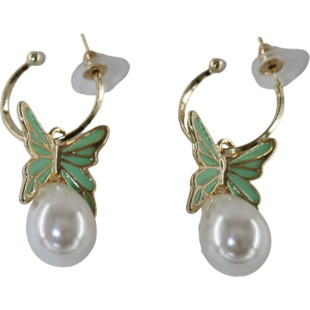 Tum Tum Tumtum Küp, Küpe, Sallantılı Küpe, Kelebekli Küpe, Incili Küpe, Incili Sallantılı Küpe, Çelik Gold Küpe - Yeşil Altın, Takı & Aksesuar Fiyatı
