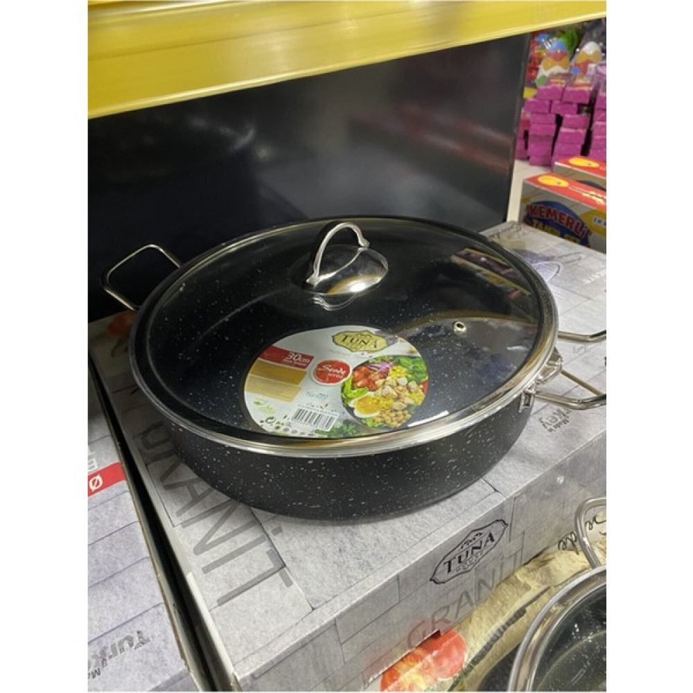 Tuna House 30 Basık Granit Tencere - Mat Siyah - 30 cm Tencere / Tava Setleri Fiyatı