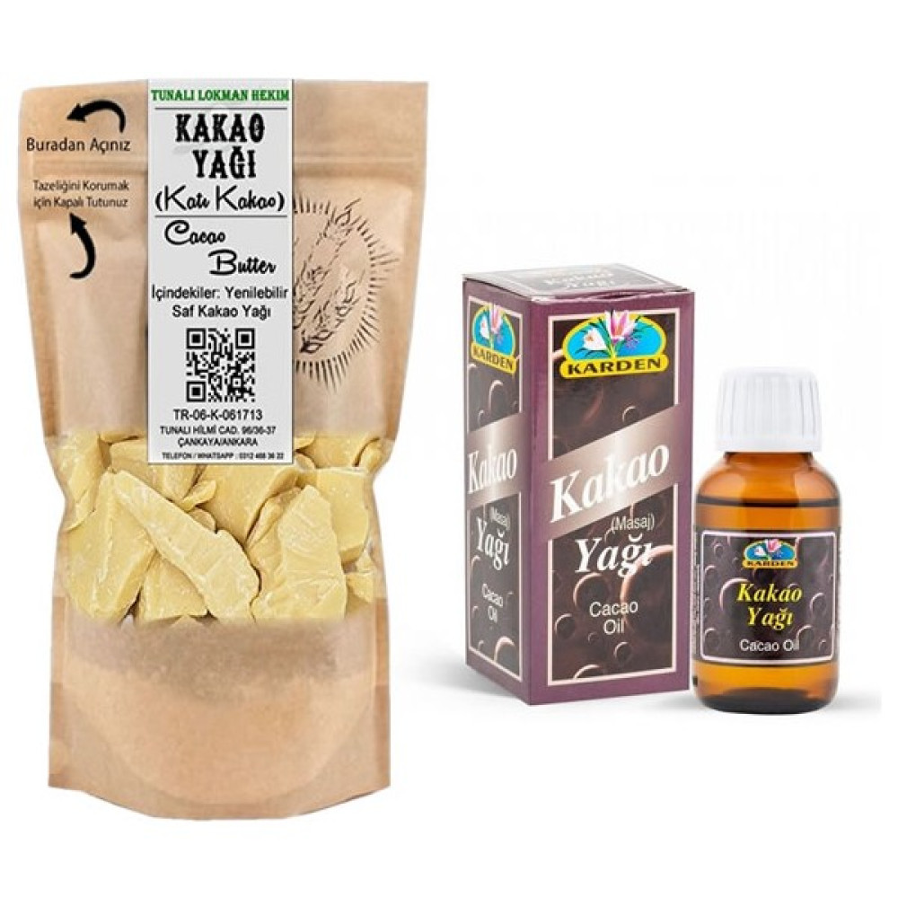 Tunalı Lokman Hekim Yenilebilir Kakao Yağı 100 gr + Karden Sıvı Kakao Yağı 50 ml (Bronzlaşma Yağı) Bitkisel Yağlar Fiyatı