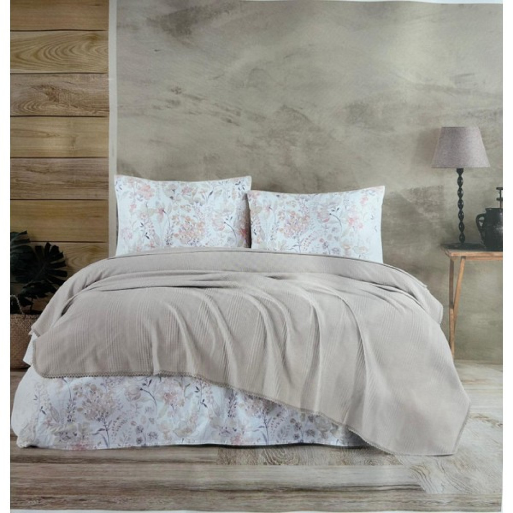 Tuncers Home Dantelli Çift Kişilik Pike Takımı - Bej Pike & Pike Takımı Fiyatı