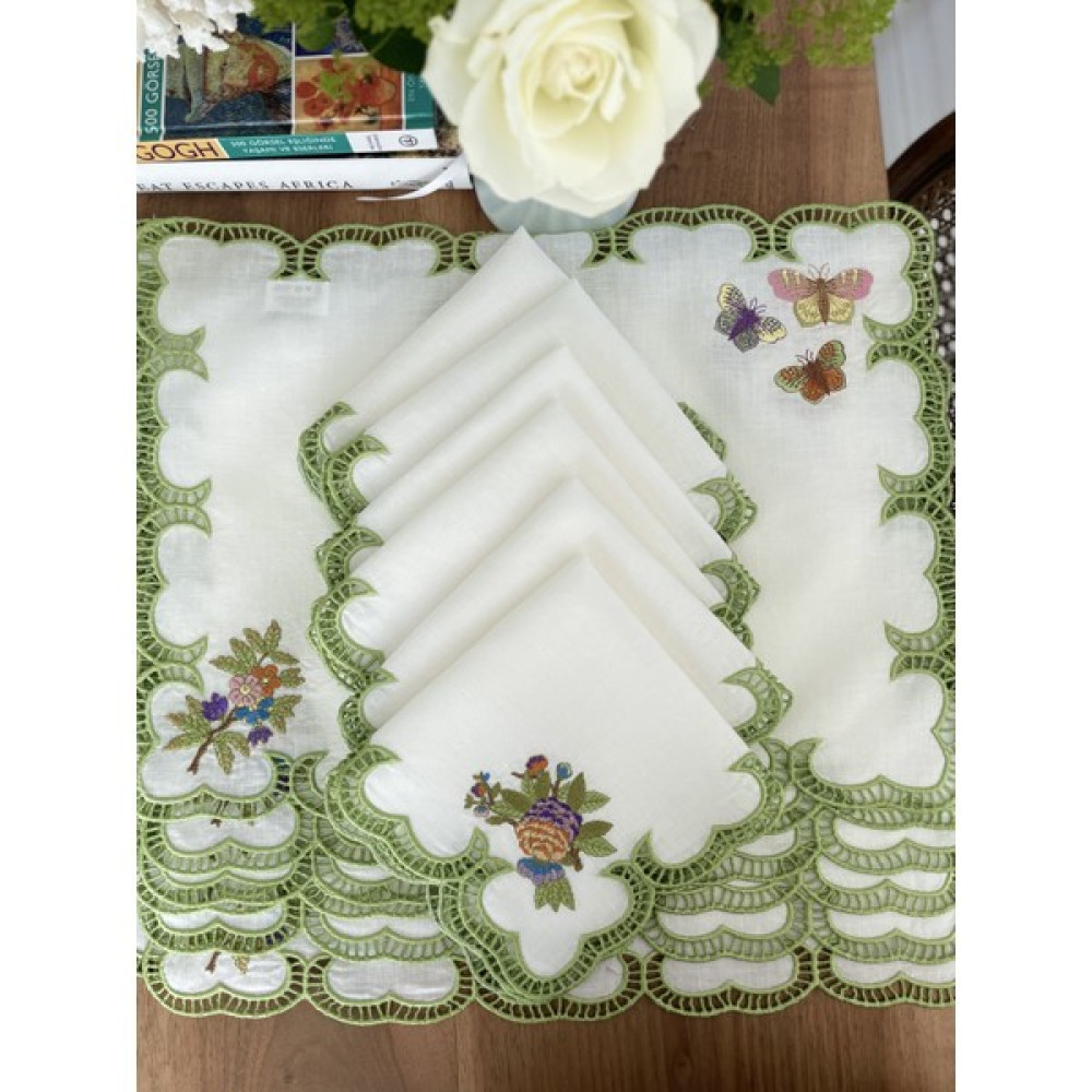 Tunesi Home Herend Victoria Amerikan Servis 4 Adet - 37 x 50 cm - Beyaz - Yeşil Masa Örtüsü Fiyatı