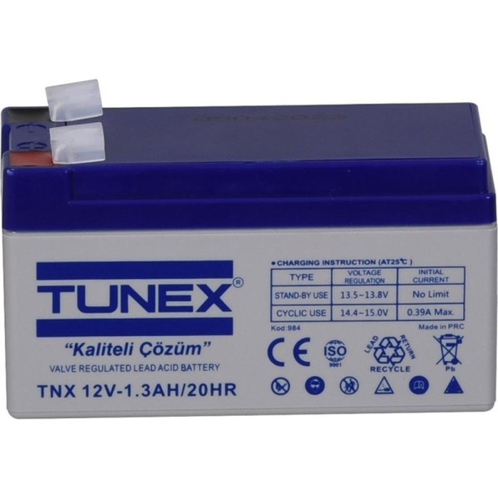 Tunex 12V 1,3A 0,51 kg Kuru Bakımsız Akü (97*43*53*59 Mm) TNX-12V1,3A Akü Fiyatı