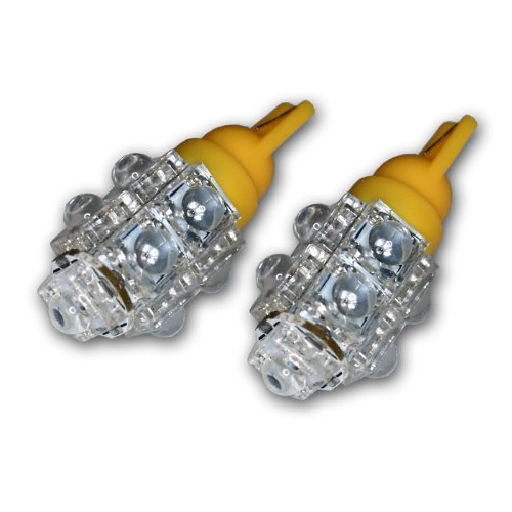 TuningPros LEDCK-T10-A9 Clock LED Light Bulbs T10 Wedge, 9 Flux LED Amber 2-pc Set