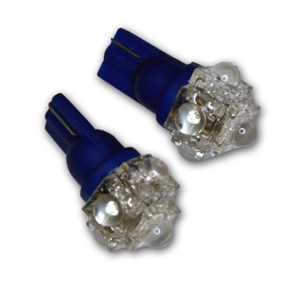 TuningPros LEDCK-T10-B5 Clock LED Light Bulbs T10 Wedge, 5 Flux LED Blue 2-pc Set
