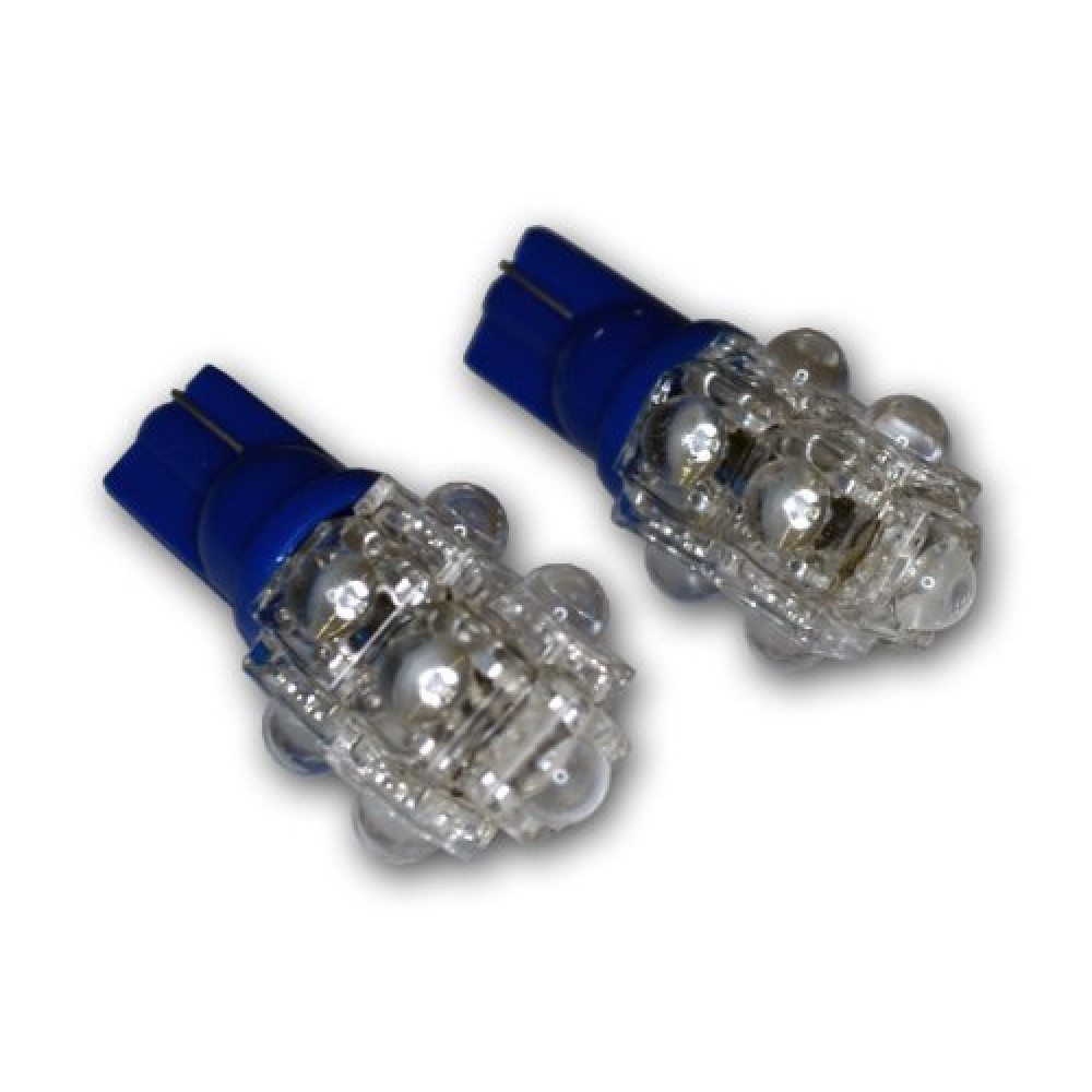 TuningPros LEDCK-T10-B9 Clock LED Light Bulbs T10 Wedge, 9 Flux LED Blue 2-pc Set