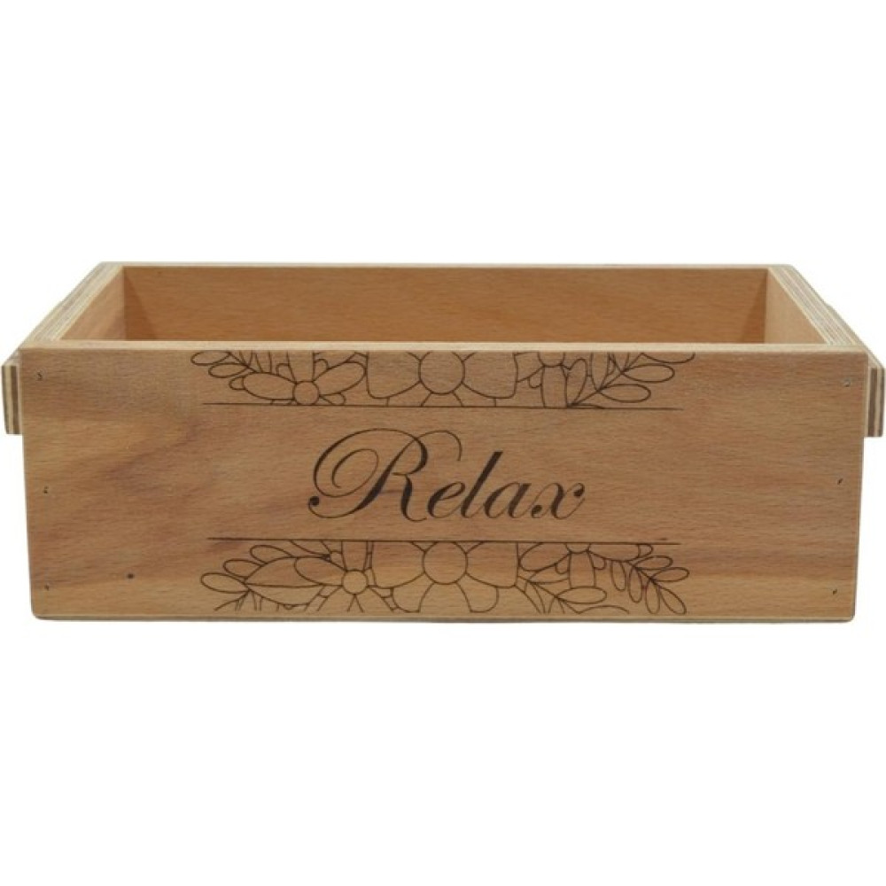Tuns Atelier Dekoratif Ahşap Relax Yazılı Organizer Kasa 24CM x 14CM Genişlik, 8cm Yükseklik Suya Neme Dayanıklı - Açık Kahverengi Eşya Saklama Kutusu Fiyatı