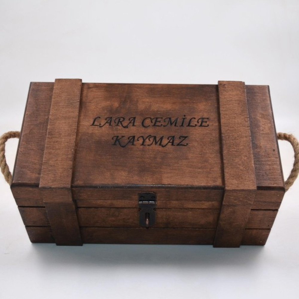 Tun's Atelier Isme Özel Ahşap Kilitli Hediye Kutusu 27CM x 14CM Genişlik 12CM Yükseklik Asma Kilitli El Yapımı Eşya Saklama Kutusu Fiyatı