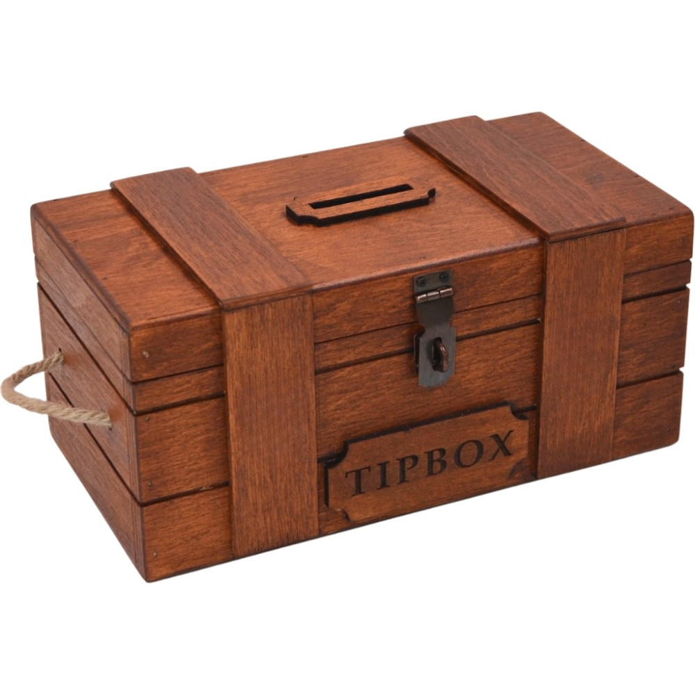 TUN'S WOODS Ahşap Tip Box Bahşiş Kutusu Burma Rengi Kilitli Kutu 27X14X12 Asma Kilithediyeli Kumbara Fiyatı