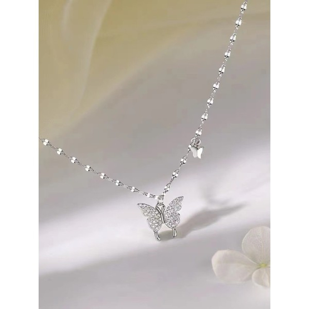 Tuojie Gümüş Kelebek Kolye Moda Kolye Yüzlerce Köprücük Kemiği Zinciri (Yurt Dışından) - Silver - 50 Gümüş Kolye Fiyatı