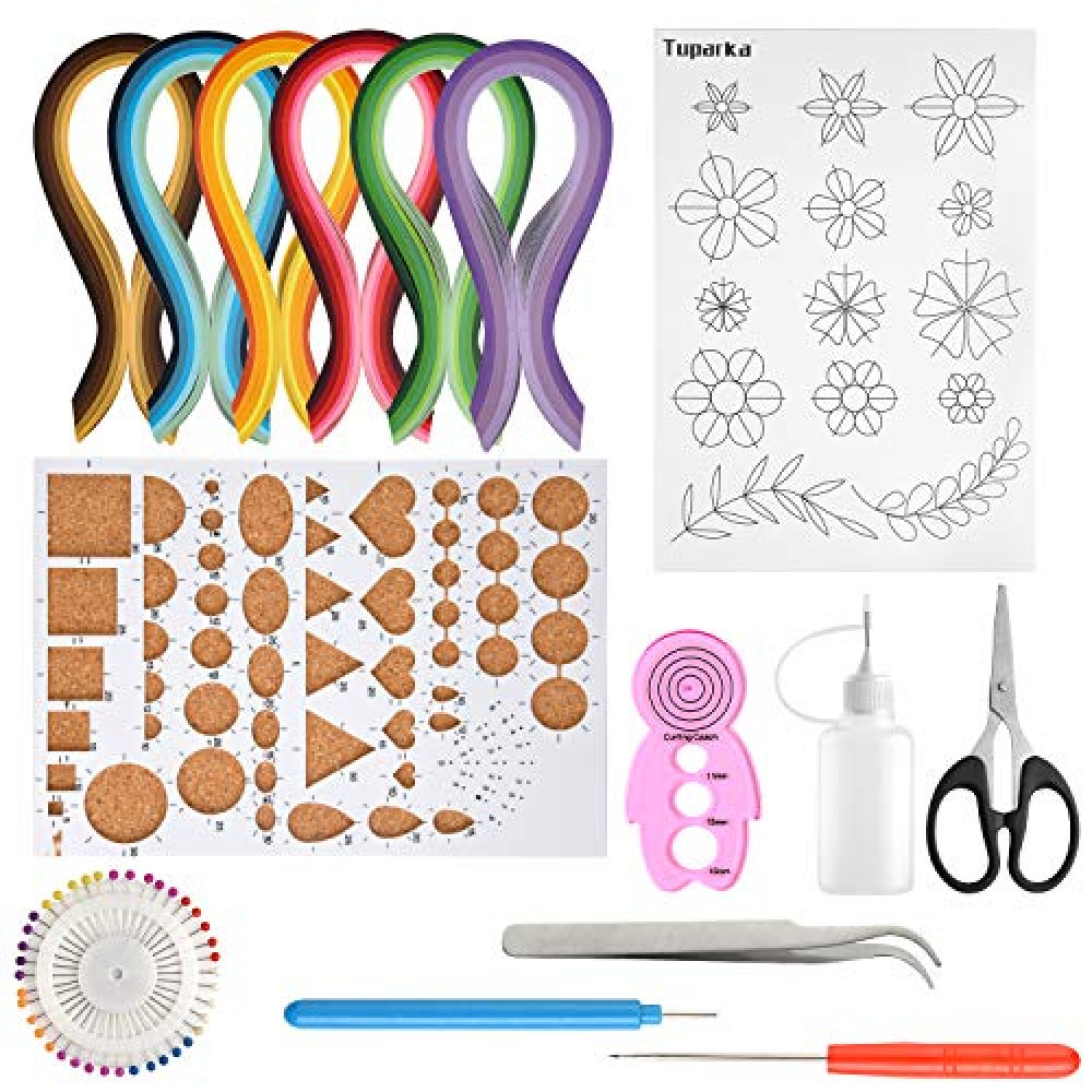 TUPARKA 15 PCS Paper Quilling Kits with 29 Colors 600 Strips Quilling Paper DIY Design Drawing Handcraft Tool