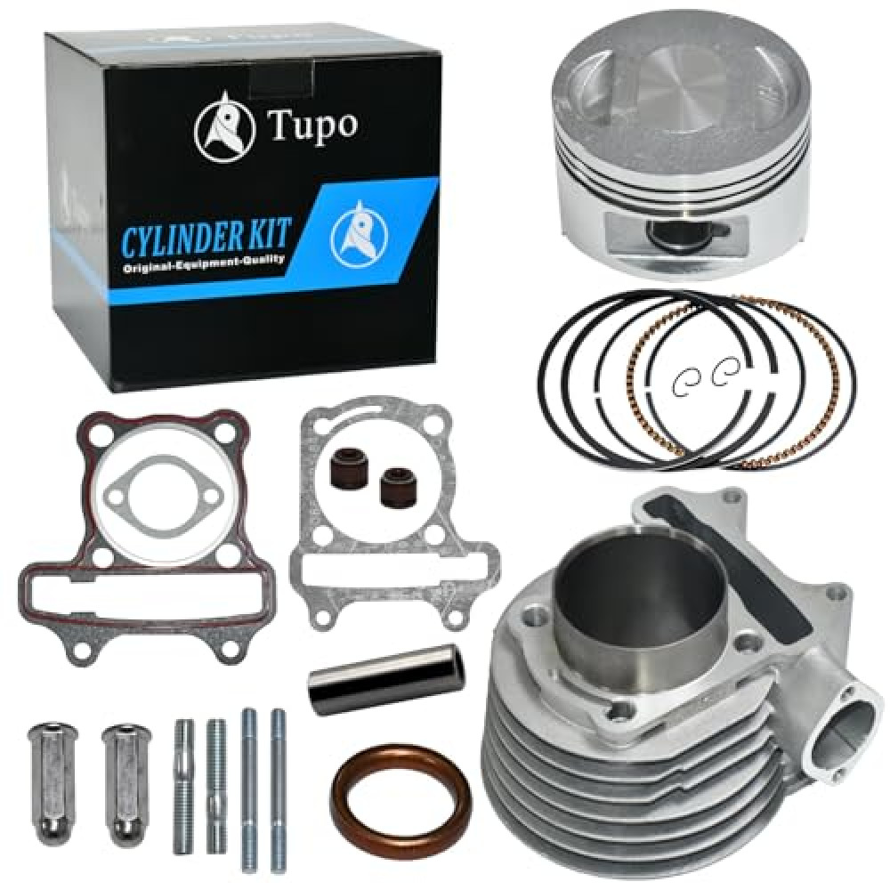 Tupo 150CC 57.4mm Big Bore Cylinder Piston Ring Gasket Top End Rebuild Kit Compatible with GY6 4 Stroke 152QMI 157QMJ Taotao Jonway Znen Roketa ATV Moped Go Kart