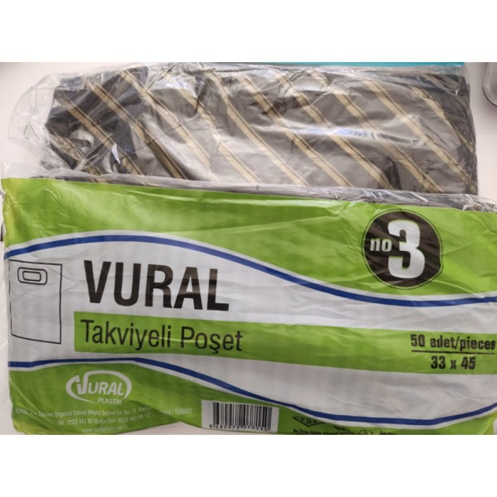 Turan Ambalaj 33*45 Siyah Cizğili No:3 Takviyeli Poşet 50 Adet Oto Boyaları Fiyatı