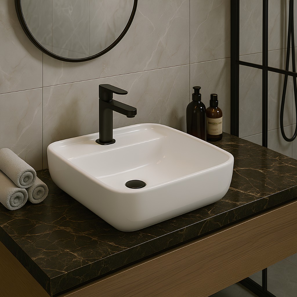 Turavit Prt 0711 Porto Çanak Lavabo Batarya Delikli 40 x 40 cm - Beyaz Lavabo Fiyatı