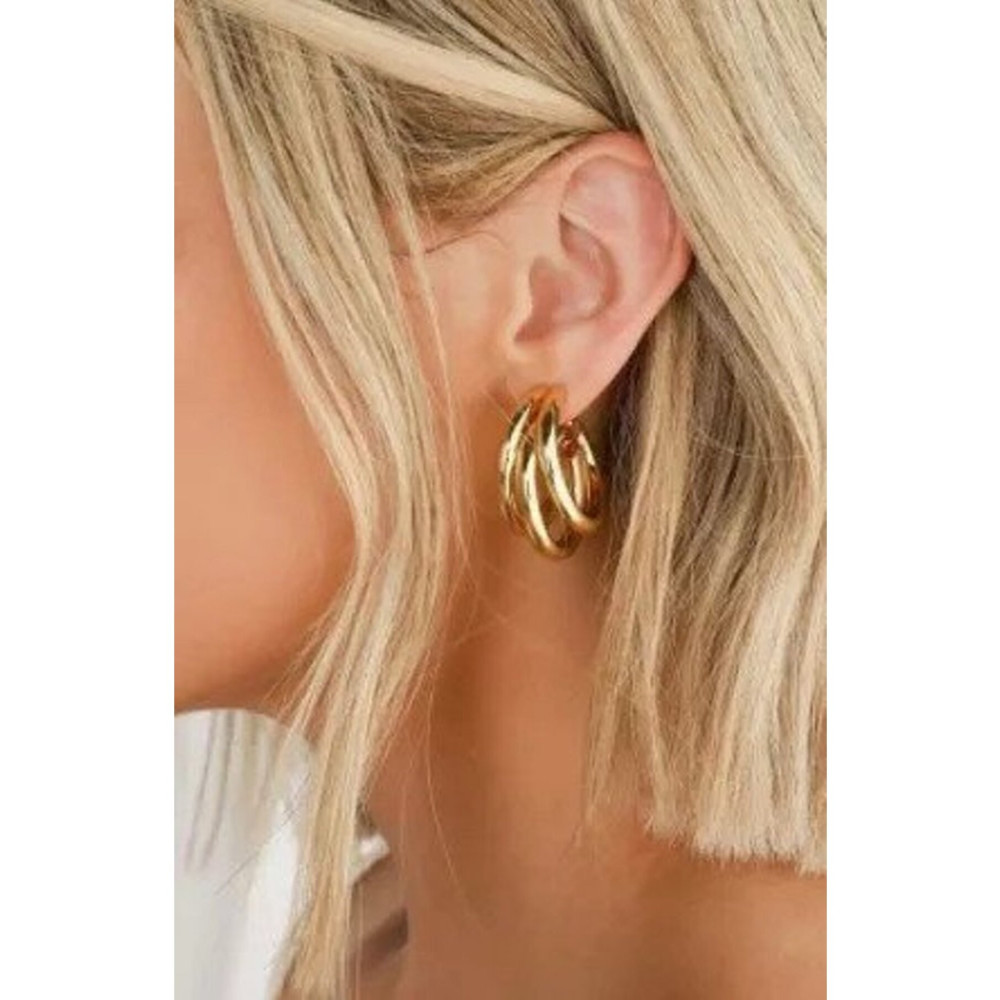 TURBİJ Trend Kadın Lüks Gold Renk Küpe Standart Beden Bijuteri Küpe Fiyatı