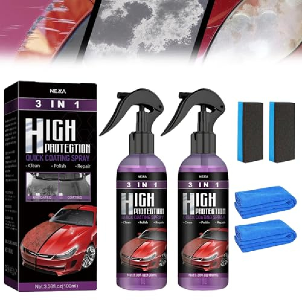 Turbo Shine Nexa, 2025 Upgrade 3 in 1 High Protection Fast Car Paint Spray, Automatic Manual Paint Color Change Cleaning Coating, Car Scratch Remover, for Metal, Tools, Cars (2 pcs)