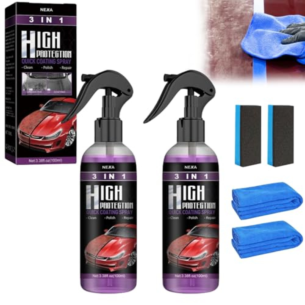 Turbo Shine Nexa, 2025 Upgrade 3 in 1 High Protection Fast Car Paint Spray, High-Protection Coating Nexa, Automatic Manual Paint Color Change Cleaning Coating for Metal, Tools, Cars (2 pcs)