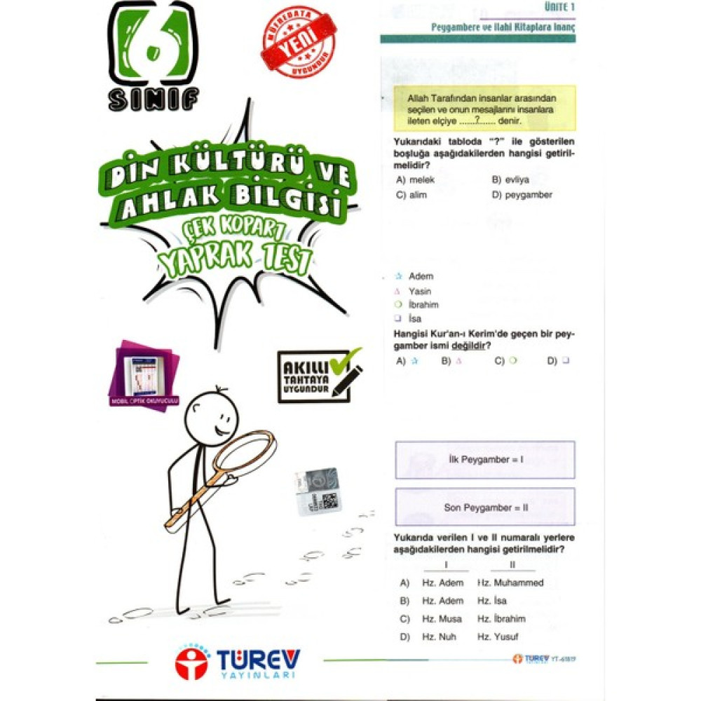 Türev Yayınları 6.Sınıf Din Kültürü Çek Kopart Yaprak Testler Fiyatı
