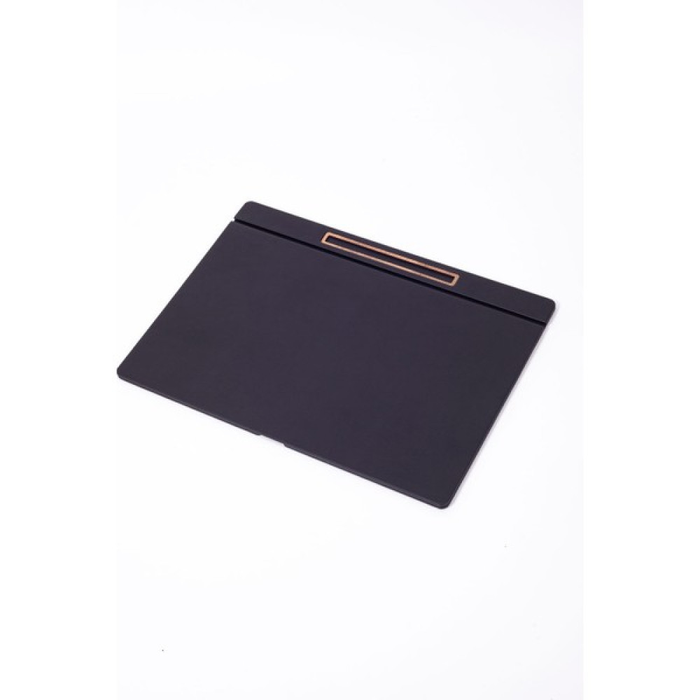 Turgut Office Deri Kapaklı Masa Sümeni Düz Siyah Ahşap Detaylı 50X35CM - Diğer - Tek Beden Sümen Takımı Fiyatı