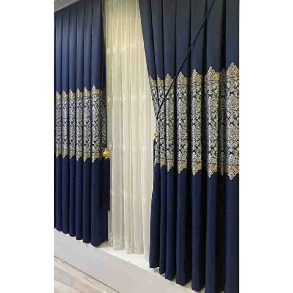 Turgut Perde Pano Fon Perde 1/3sıkpile (Çift Kanat) - Koyu Lacivert - 100 x 250 cm Fon Perde Fiyatı