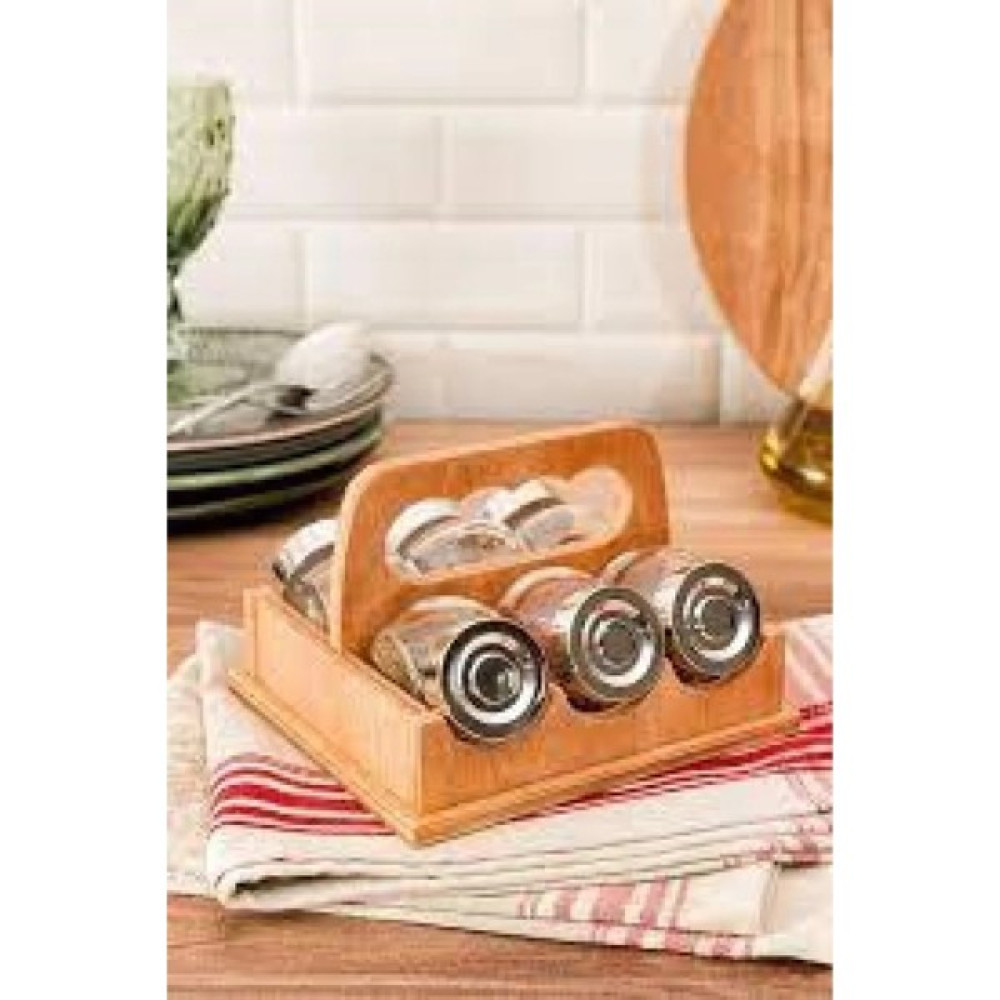 TURK 6'lı Cam Baharatlık - Ahşap - 40 ml Baharat Setleri & Baharatlıklar Fiyatı