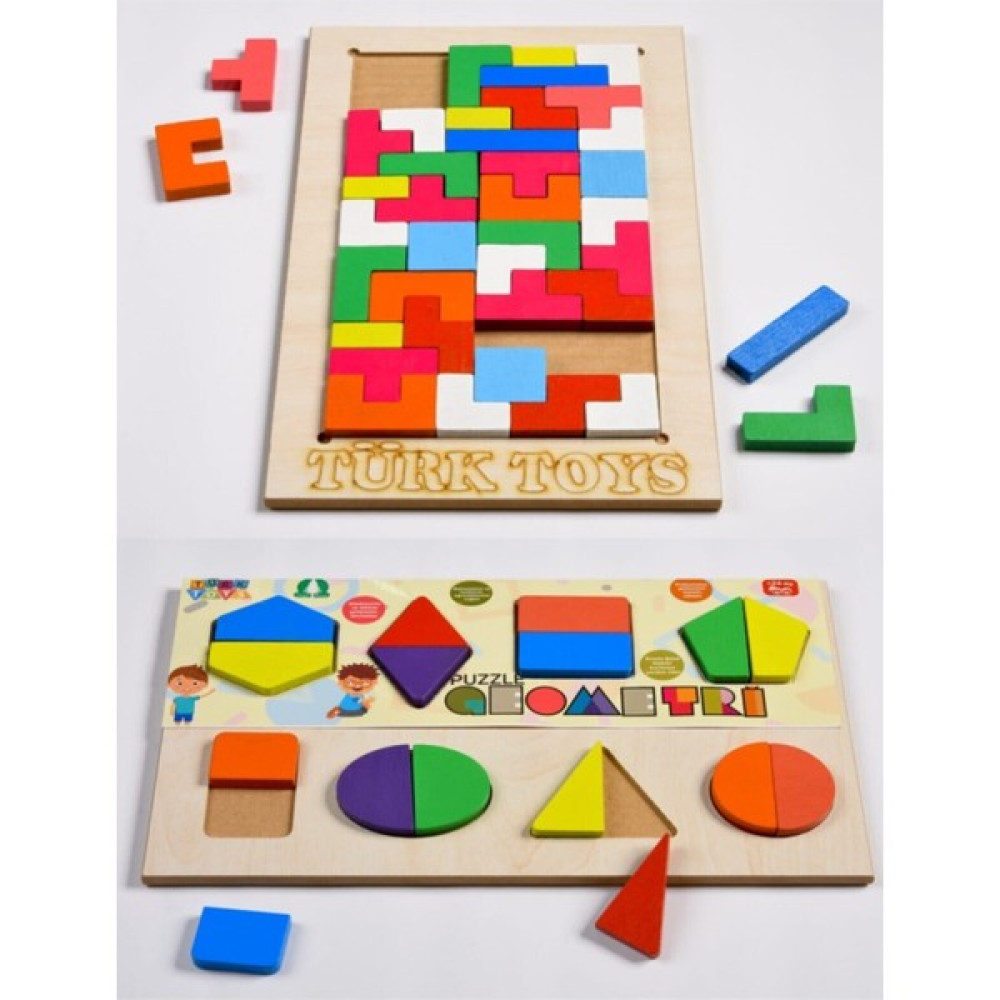 Türk Toys Türk Toys ahşap Eğitici Bultak Tetris ve Geometri Puzzle Çocuk Oyuncağı Bebek Oyuncakları Fiyatı