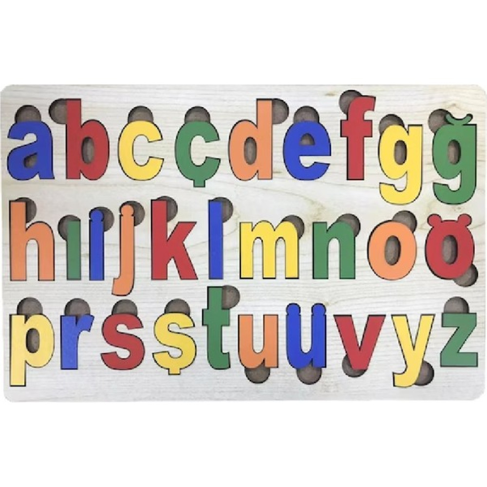 Türkçe Alfabe Küçük Harfler Eğitici Ahşap Puzzle - Renkli Bebek Oyuncakları Fiyatı