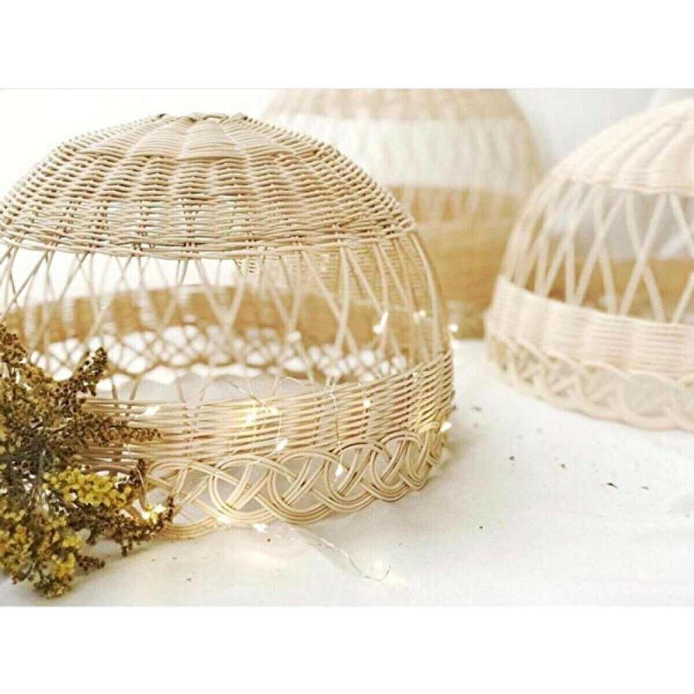 Turkish Rattan Bambu, Rattan, Hasır Avize 35 cm - Beyaz - 1'li Avize Fiyatı