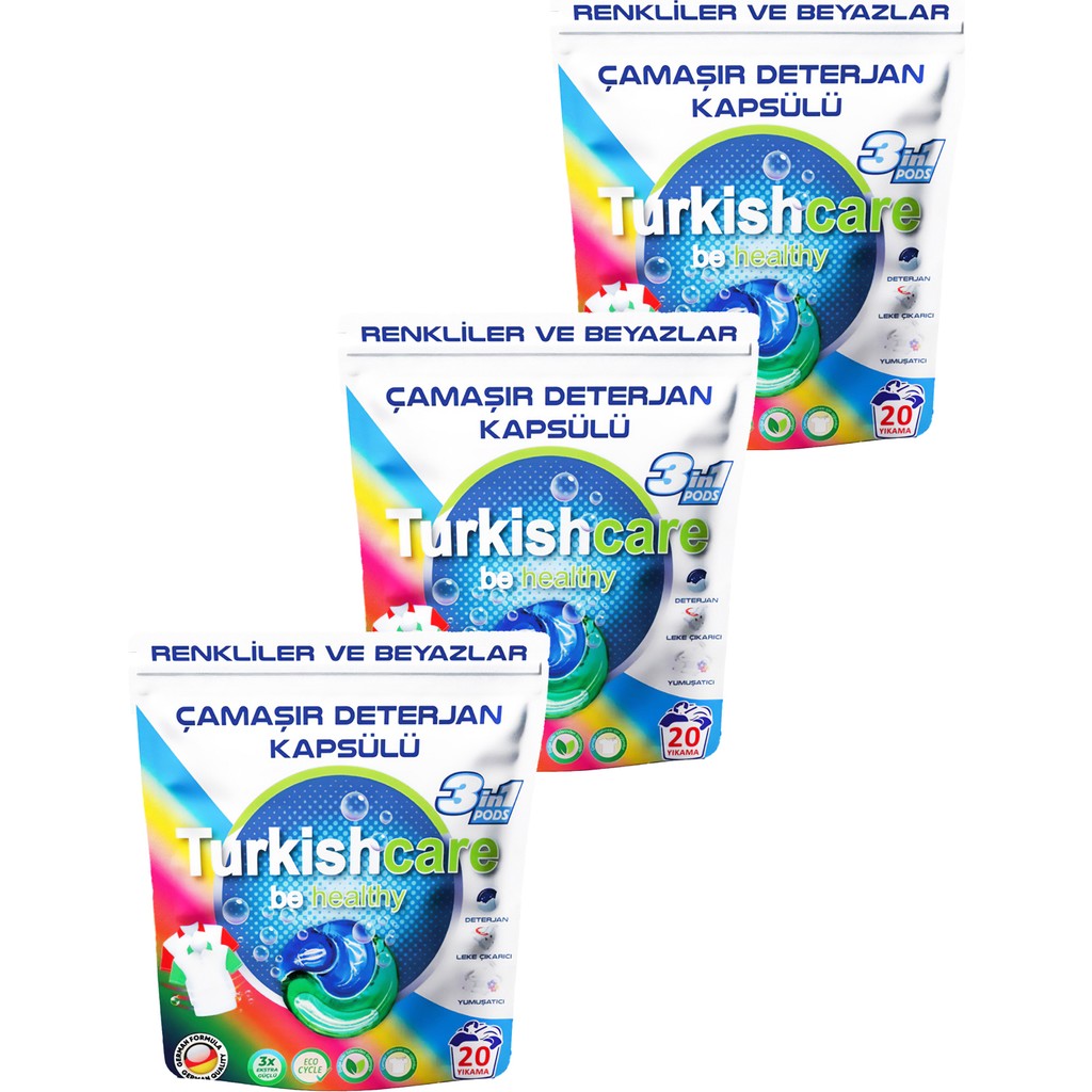 Turkishcare Hepsi Bir Arada Renkli ve Beyazlar İçin Çamaşır Deterjan Kapsülü Pods 20 x 3 60 Yıkama Deterjan ve Temizlik Ürünleri Fiyatı