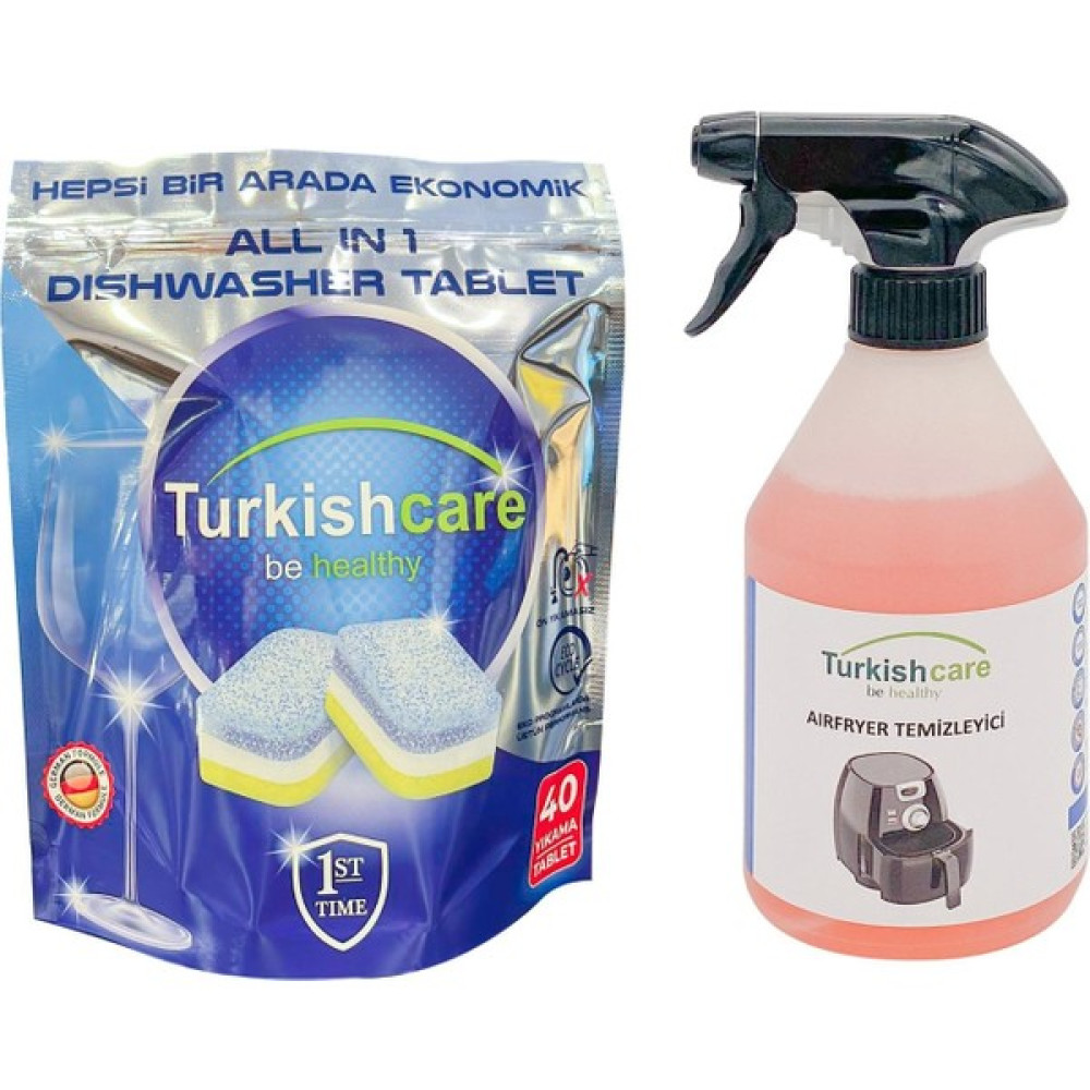 Turkishcare Premium Bulaşık Deterjanı Tablet 40LI +Airfryer Temizlik Spreyi 500ML Bulaşık Yıkama Fiyatı