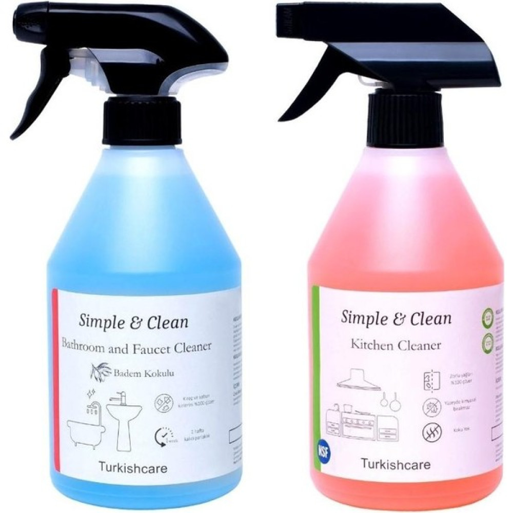 Turkishcare Simple & Clean Banyo ve Mutfak Temizleme Spreyi 2 x 500 ml Temizlik Malzemeleri Fiyatı