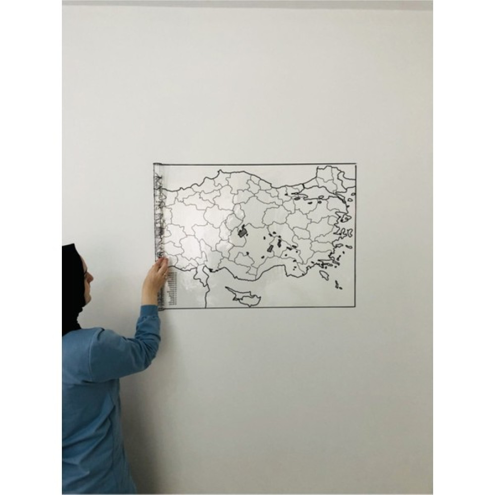 Türkiye Haritası Akıllı Kağıt Tahta 110x56 Cm Yazı Tahtası Kalem Hediyeli Duvara,Cama,Tahtaya Uygulanır Harita & Küre Fiyatı