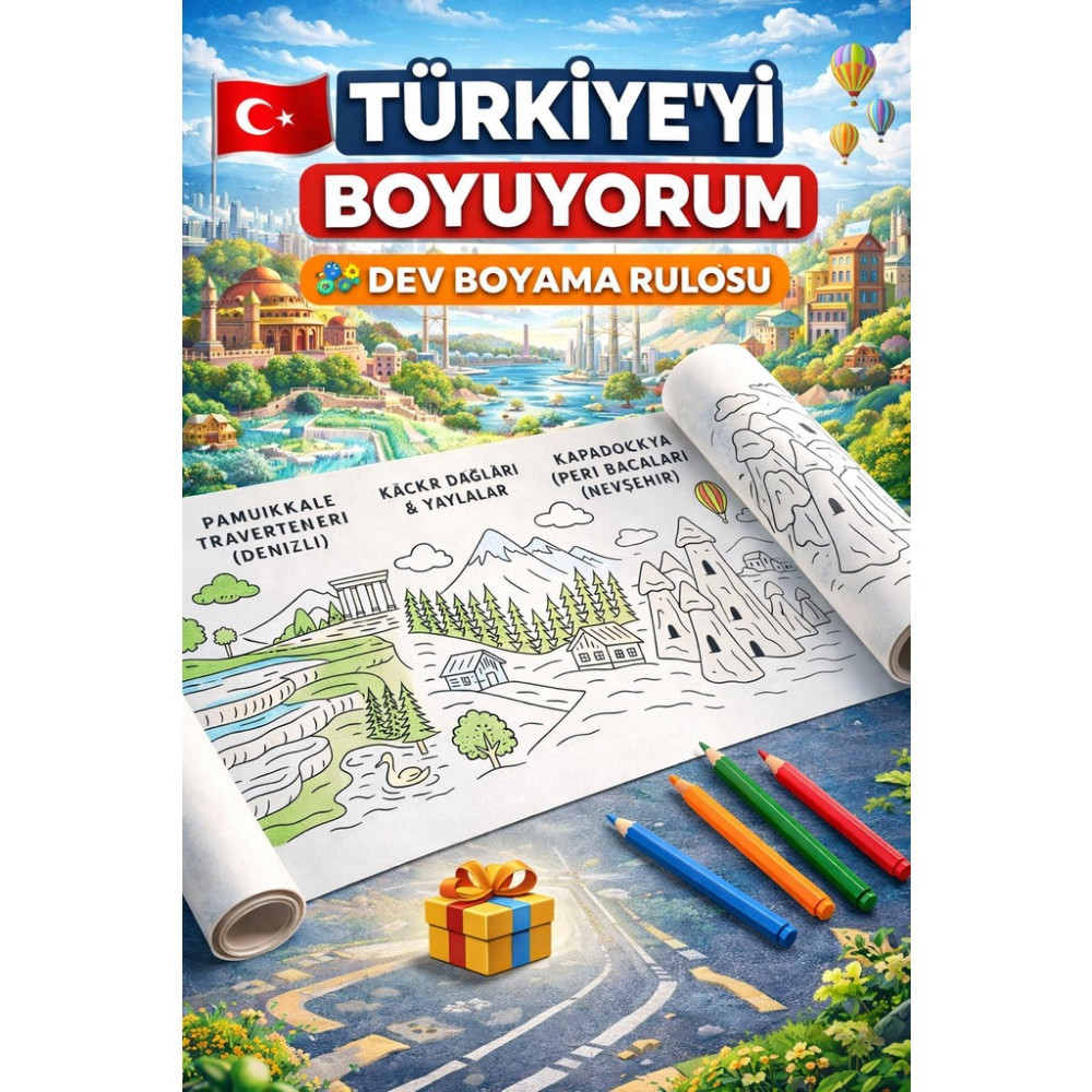 “Türkiye’nin Doğal ve Mimari Güzellikleri – 6 Metrelik Dev Çocuk Boyama Rulosu | Eğitici & Sanatsal Aktivite Kağıdı” Diğer Fiyatı
